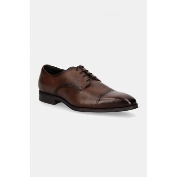 BOSS pantofi de piele Theon barbati, culoarea maro, 50529257