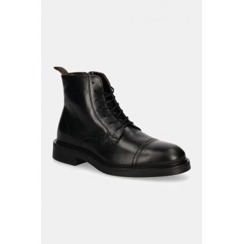 Hackett London ghete de piele EGMONT RANGE barbati, culoarea negru, HMS21411