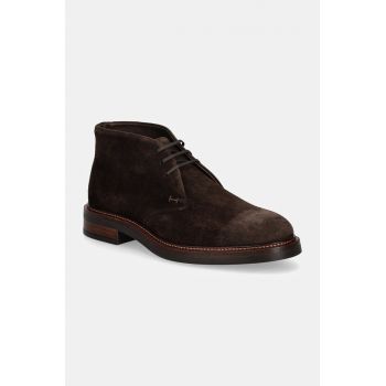 Hackett London pantofi de piele intoarsa EGMONT SAFARI barbati, culoarea maro, HMS21412