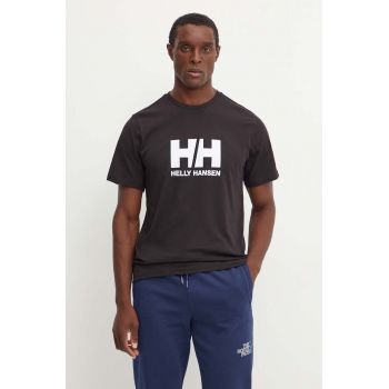 Helly Hansen tricou din bumbac HH LOGO barbati, culoarea negru, cu imprimeu, 30396