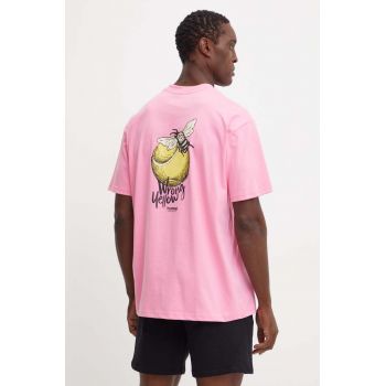 Hummel tricou din bumbac Hummel x Peanuts barbati, culoarea roz, cu imprimeu, 226083