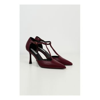 Pantofi Briana stiletto bordo cu bareta