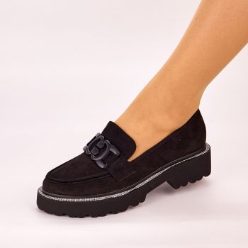 Pantofi Casual Dama Negri Piele Ecologica Intoarsa Vail