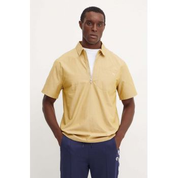 Puma polo de bumbac MMQ culoarea bej, neted, 626642