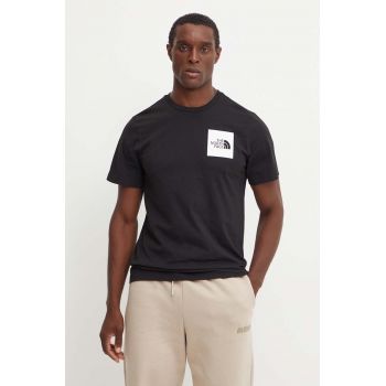 The North Face tricou Fine Tee barbati, culoarea negru, cu imprimeu, NF0A8A6MJK31