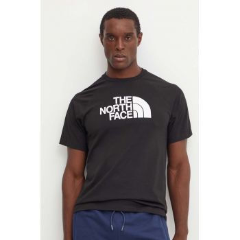 The North Face tricou Raglan Easy Tee barbati, culoarea negru, cu imprimeu, NF0A8A6EJK31