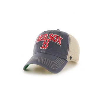 47 brand sapca MLB Boston Red Sox culoarea albastru marin, cu imprimeu, B-TSCLA02LAP-VN