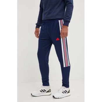 adidas pantaloni de trening Tiro culoarea albastru marin, cu imprimeu, IY4517