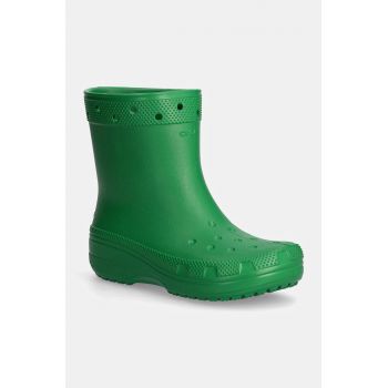 Crocs cizme Classic Rain Boot femei, culoarea verde, 208363