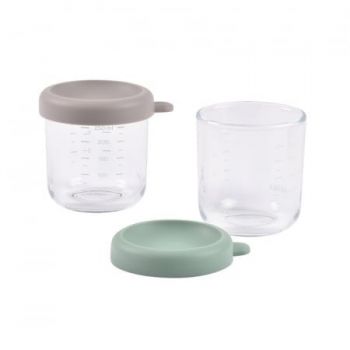 Set 2 recipiente sticla Beaba 250 ml sage green gazelle