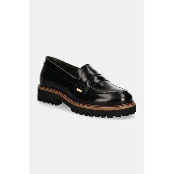 Barbour mocasini de piele Ludlow femei, culoarea negru, cu toc plat, LFO0723BK11