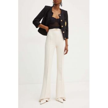 Elisabetta Franchi pantaloni femei, culoarea bej, evazati, high waist, PA02246E2