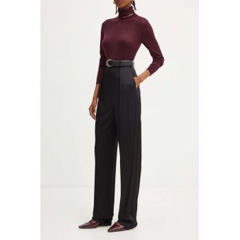 Elisabetta Franchi pantaloni femei, culoarea negru, drept, high waist, PA04647E2