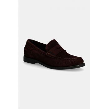 Gant mocasini din piele intoarsa Gracelyn femei, culoarea bordo, cu toc plat, 29573715 G553