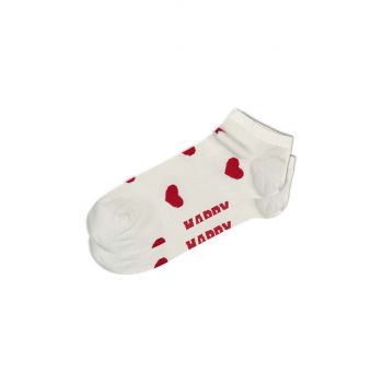 Happy Socks sosete Heart Low Sock culoarea alb, SHEA05-1000