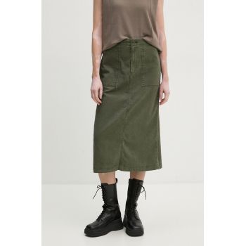 Levi's fusta jeans culoarea verde, midi, drept, A8696