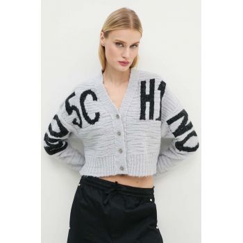 Moschino Jeans cardigan din amestec de lana culoarea gri, A0912 8705