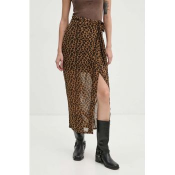 Never Fully Dressed fusta Leopard Sheer Jaspre culoarea bej, maxi, drept, NL28362