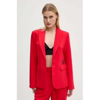 Never Fully Dressed sacou Red Sundaze Romance Blazer culoarea rosu, un singur rand de nasturi, NFDOU358