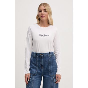 Pepe Jeans longsleeve din bumbac FIORE LS culoarea alb, PL505947