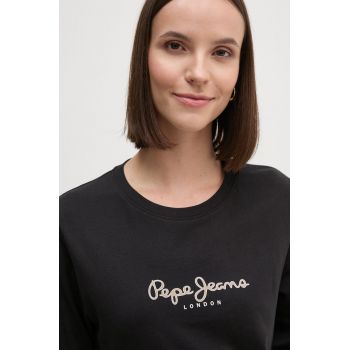 Pepe Jeans longsleeve din bumbac FIORE LS culoarea negru, PL505947