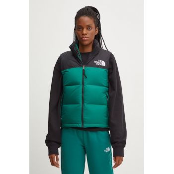 The North Face vesta de puf 1996 Retro Nuptse femei, culoarea verde, de iarna, NF0A3XEPNL11