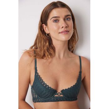 women'secret sutien SENSE 1 AND 2 culoarea verde, dantela, neted, 7918802