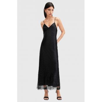 AllSaints rochie CHANTELLE culoarea negru, maxi, evazati, W062DB