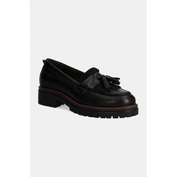 Barbour mocasini de piele Dolores femei, culoarea negru, cu platforma, LFO0726BK52