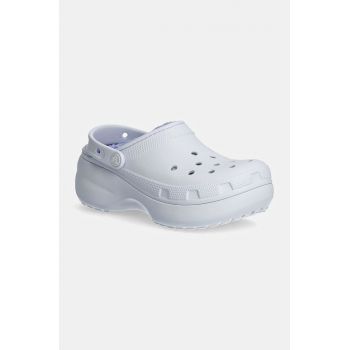 Crocs papuci Classic Platform Lined Clog W femei, culoarea violet, cu platforma, 207938