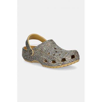 Crocs papuci Crocsclassic Tweed Clog femei, culoarea bej, 210403