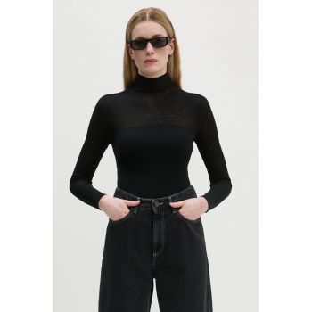 Drykorn pulover de lana femei, culoarea negru, light, cu turtleneck, 420154 88024