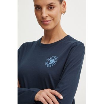 Fjallraven longsleeve 1960 Logo femei, culoarea albastru marin, F86989.555