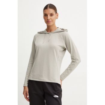 Helly Hansen bluza VERGLAS LIGHT femei, culoarea bej, cu glugă, melanj, 62964