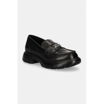 Karl Lagerfeld mocasini de piele PHOENIX femei, culoarea negru, cu platforma, KL42111