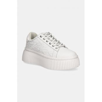 Karl Lagerfeld sneakers din piele KREEPER culoarea alb, KL42324A