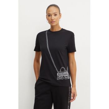 Karl Lagerfeld tricou din bumbac femei, culoarea negru, 236W1731