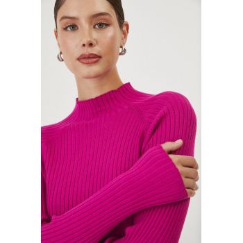 Medicine pulover femei, culoarea violet, light, cu turtleneck