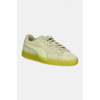 Puma sneakers din piele intoarsă Suede Classic Translucent culoarea verde, 398818