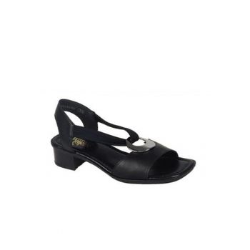 Sandale casual dama - Piele ecologica - Negru -