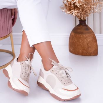 Sneakers dama Bej din Piele Ecologica Rhea