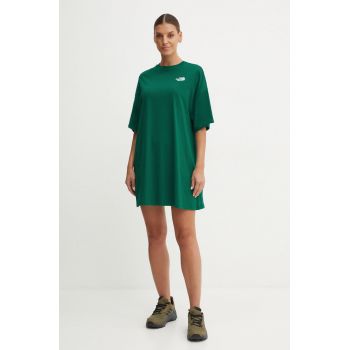 The North Face rochie Essential Tee Dress culoarea verde, mini, oversize, NF0A87NFNL11