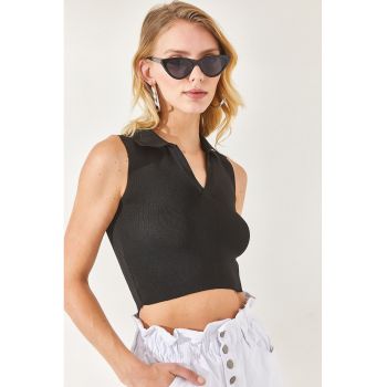 Top polo crop striat