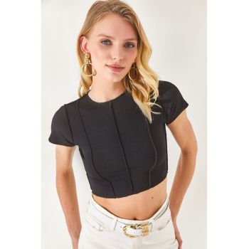 Tricou crop striat