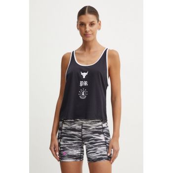 Under Armour top Project Rock femei, culoarea negru, 1386439