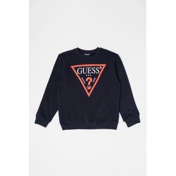 GUESS - Bluza de trening cu decolteu la baza gatului si imprimeu logo