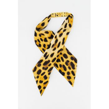 Esarfa de matase cu animal print si logo metalic