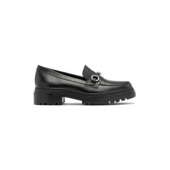 Pantofi loafer de piele cu aplicatie metalica