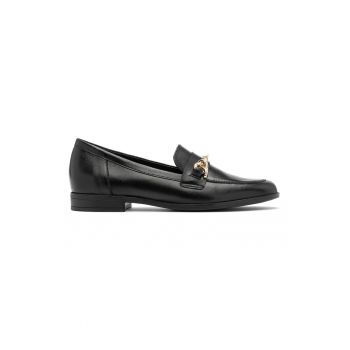 Pantofi loafer de piele cu aplicatie metalica