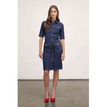 Rochie din denim cu buzunare aplicate